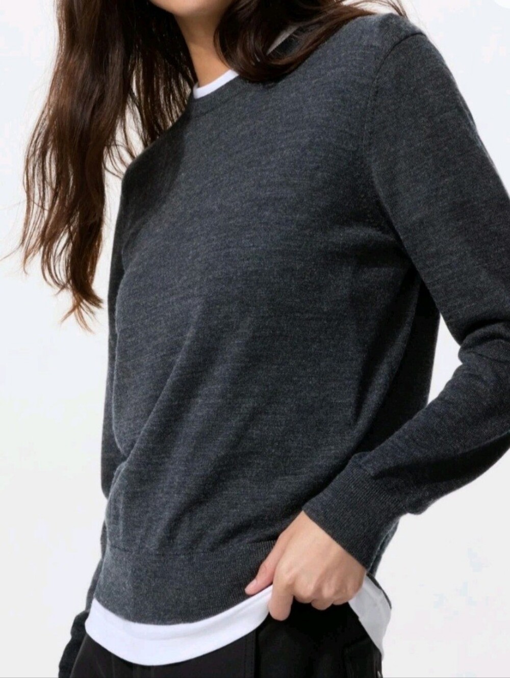 Uniqlo 100% Merino Wool Dark Gray Sweater Small